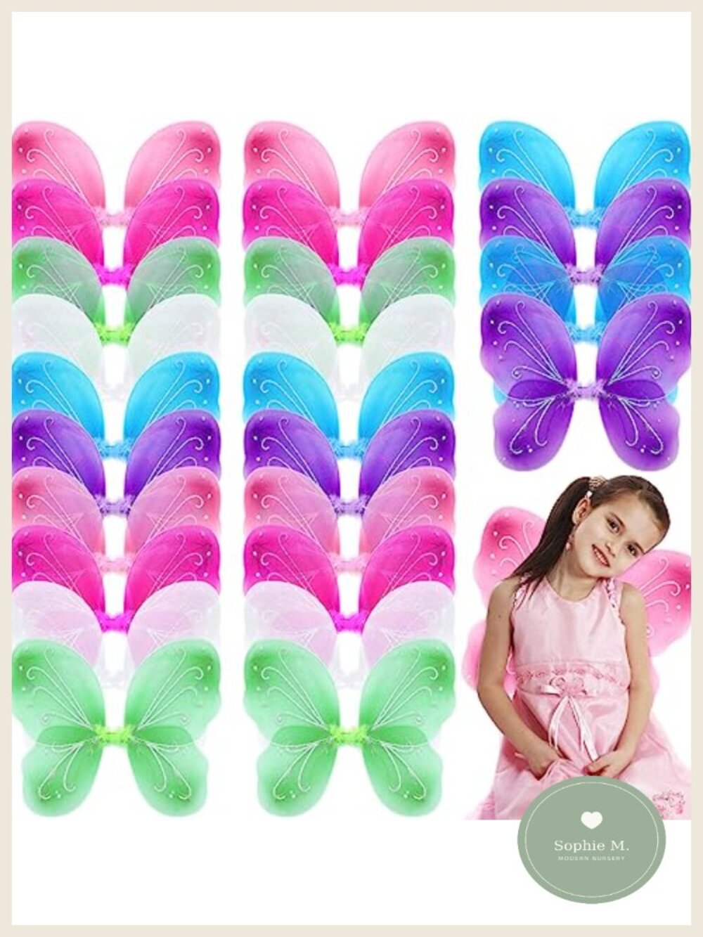 24 Pcs Fairy Wings Butterfly Princess Dress Up Costume for Kids Party